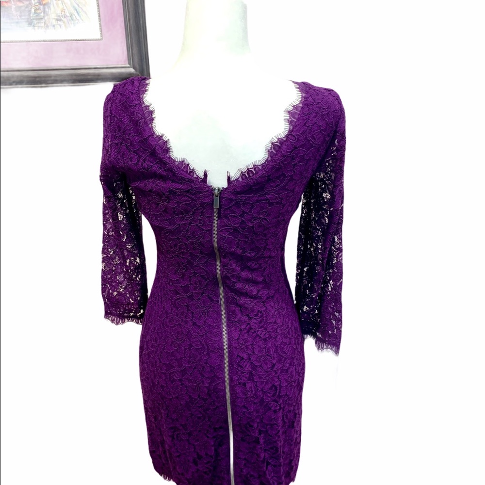 DVF Zarita lace shift dress in purple - like new - Picture 9 of 11
